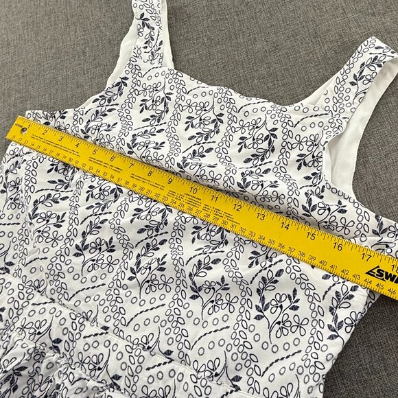 LOFT Dress Floral Lined Sleeveless Square Neck Viscose Zipper Cutout Back Blue & - Picture 6 of 15